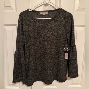 Women's Gray Flared Sleeve sweater